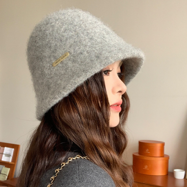 ON US 여성 모자 양모 털모자 버킷햇 벙거지 중년여성 엄마 울