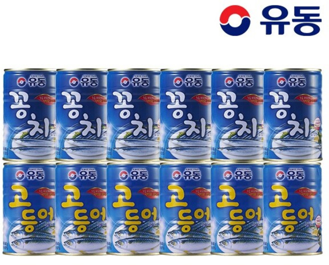 [유동] 꽁치 400g x6개 +고등어 400g x6개, 12개