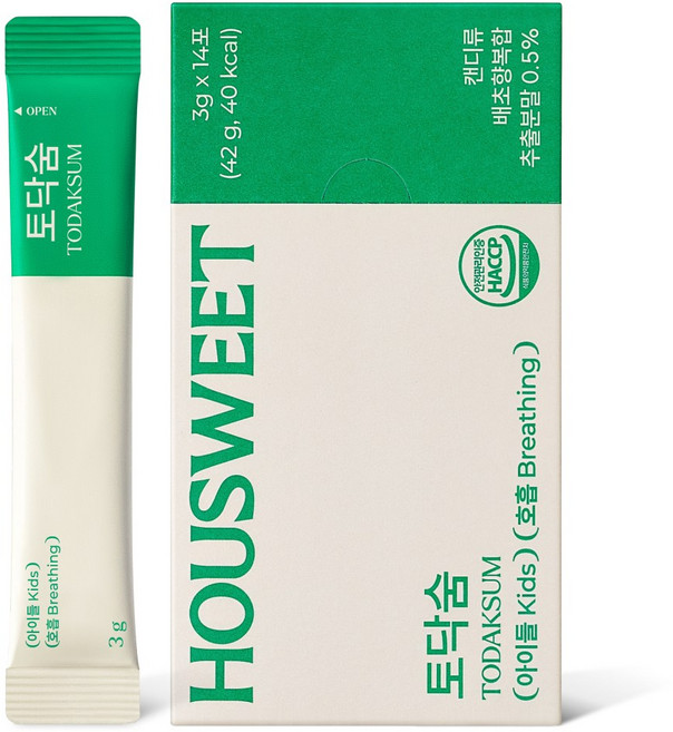 하우스윗 토닥숨 호흡 거친숨소리 케어 특허원료 NSB051 합성첨가물 5제로 배 사과 인삼 모과, 1박스, 42g