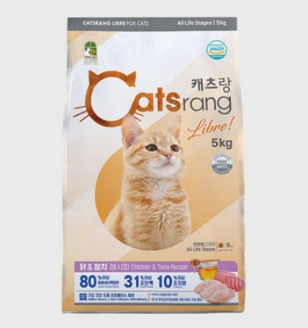캐츠랑 어덜트 8kg, 닭+참치, 5kg, 1개