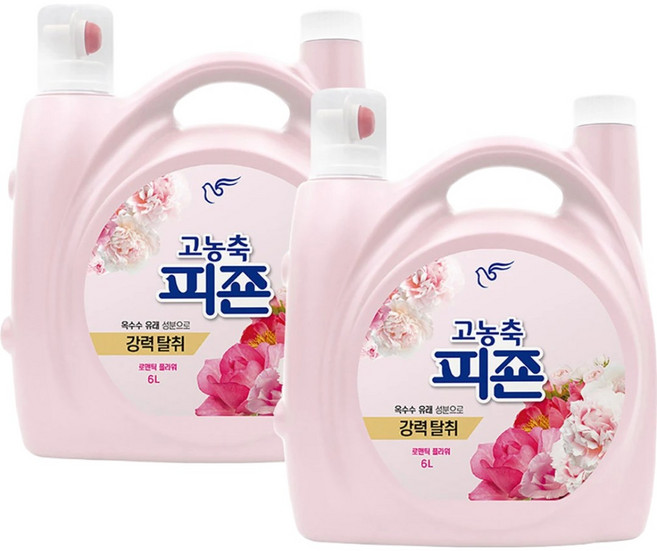 피죤 고농축 강력탈취 오리지널 섬유유연제 로맨틱 플라워 본품, 6L, 2개