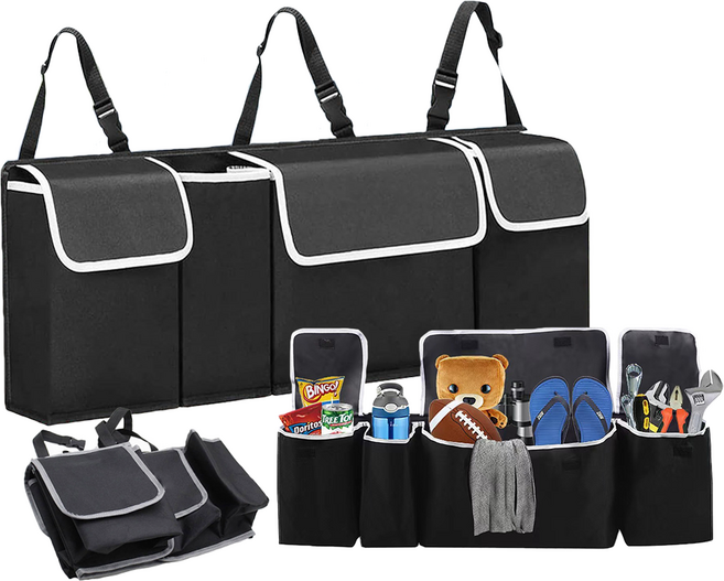 픽101 트렁크 수납정리함 SUV 차량용 뒷좌석 수납함 수납포켓 시트백 수납함, 01. 트렁크 수납 정리함 (4칸), 1개