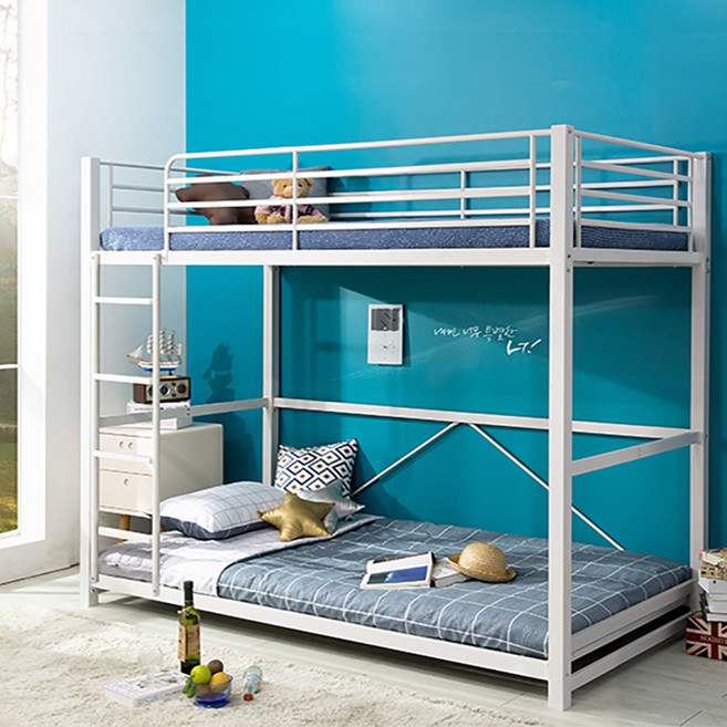 [추가즉시할인+원목발판증정] 에보니아 토리노 철재이층침대 S/SS (그린폼매트 구매시 포켓매트업그레이드 행사), SS 수직형사다리 매트제외 화이트