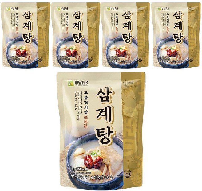 부남 삼계탕 1kg 레토르트 밀키트 대용량 업소 식당용 삼계탕, 5개