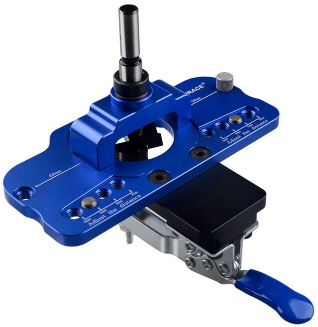 알루미늄 합금으로 제작된 클램프가 장착된 TOURACE 숨겨진 힌지 지그 캐비닛 및 도어 설치 시 매번 전문적인 결과 제공 미국 유럽에 적합한 35MM 구멍 드릴 가이드 로케이터, Blue