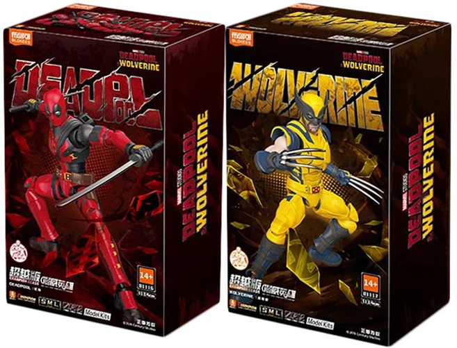 오리지널 블로키스 마블 액션 피규어 챔피언 클래스 시리즈 데드풀 울버린 창의적 모델 키트 책상 장식 어, 03 (2 boxes)