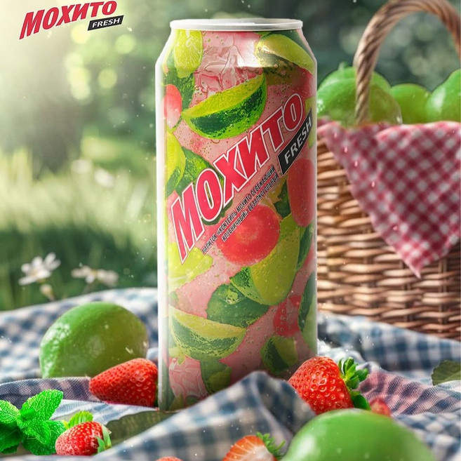 Halal Mojito Fresh Strawberry (Non-Alcoholic) 할랄 모히토 프레시 딸기 (논알코올), 4개, 500ml