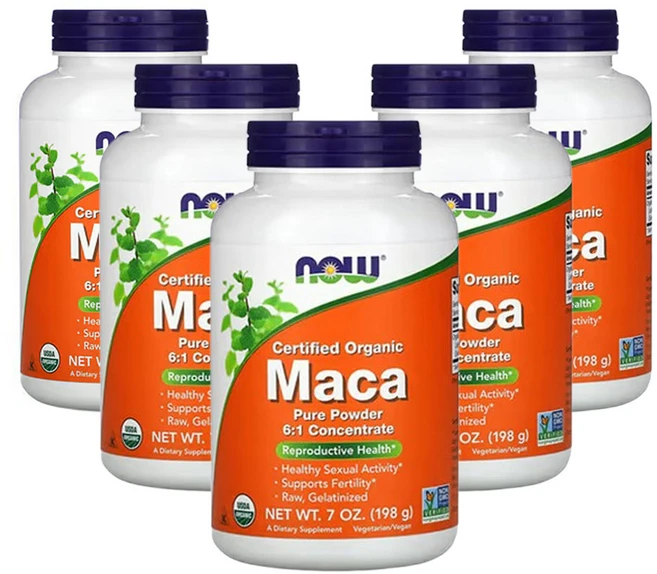 나우 푸드 유기농 인증 마카 순수 분말 (7oz), 5개, 198g - 쿠팡