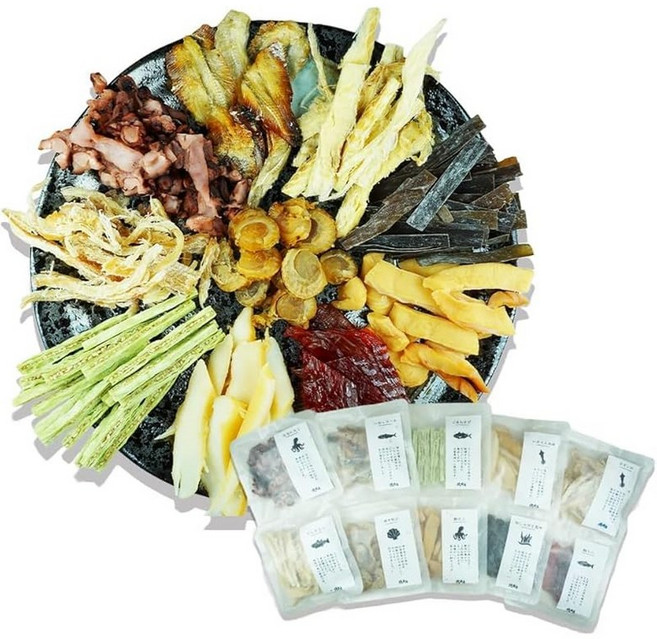 진미 극상 10점입 홋카이 명산의 맛을 통째로 응축 무 구운 돛 연어 토바 야키에이 히레 젖꼭지 다시마 미린타코 돛립 조개 끈 구운 이와시 롤 헛된 경우 사키이카 한입 가득한 육포, 1개, 1g