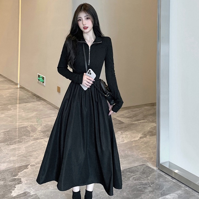 블랑루즈 렌시 슬림 벨 반집업 원피스