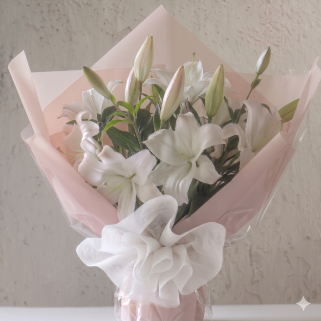 체리플로라 백합꽃 3대 안개꽃 백합 생화 흰색백합 꽃도매 단체꽃주문 꽃정기구독, 시베리아백합3대+안개꽃, 1개