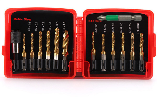 볼라니 인치 미리타입 탭핑 드릴비트 mm 6p 인치 6p 십자비트 14종세트, 1세트