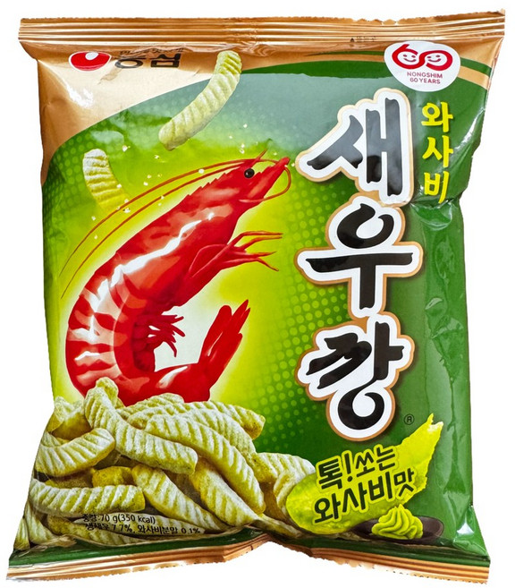 농심 와사비 새우깡, 70g, 9개