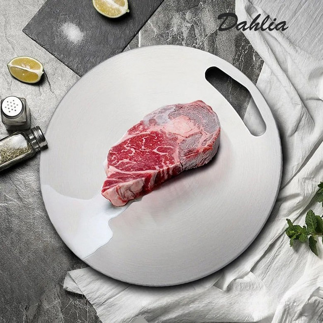 다알리아 원형 스테인레스 캠핑 해동 보드 겸용 도마 가정용 도마 30, 1개, 사진색