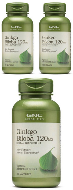 GNC 징코 빌로바 120mg 캡슐, 100정, 3개