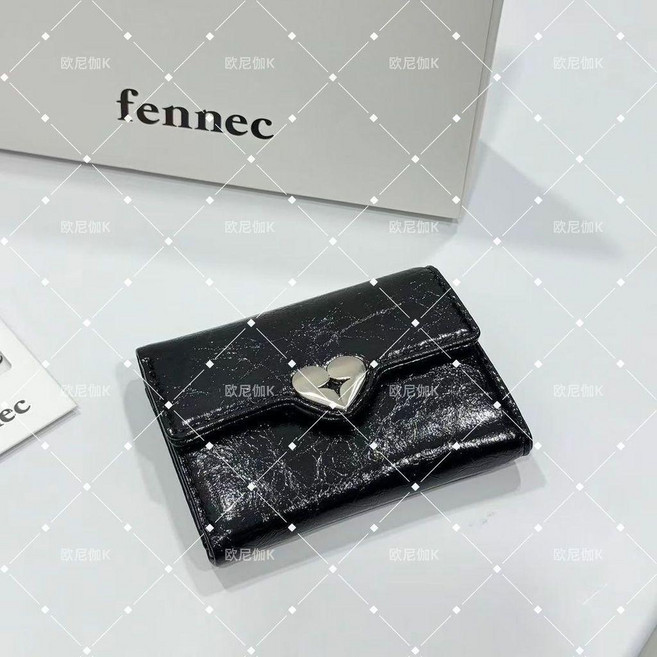 Fennec 韓國原裝牛皮按扣三摺疊錢包