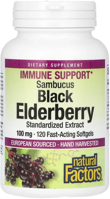 Natural Factors 삼부커스 블랙 엘더베리 100mg 빠르게 작용하는 소프트젤 120정, NaturalFactors삼부커스블랙엘더베리100mg빠, 1개 - 쿠팡