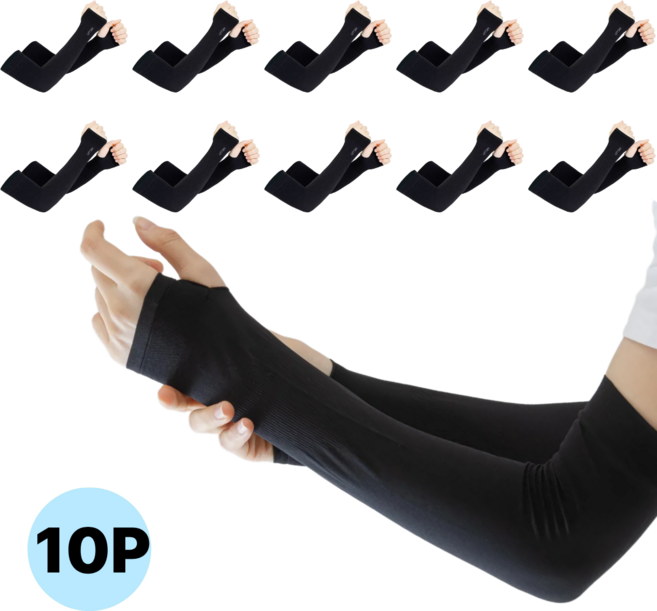 행쇼핑 쿨토시 팔토시 자외선차단 골프, 10개, 블랙