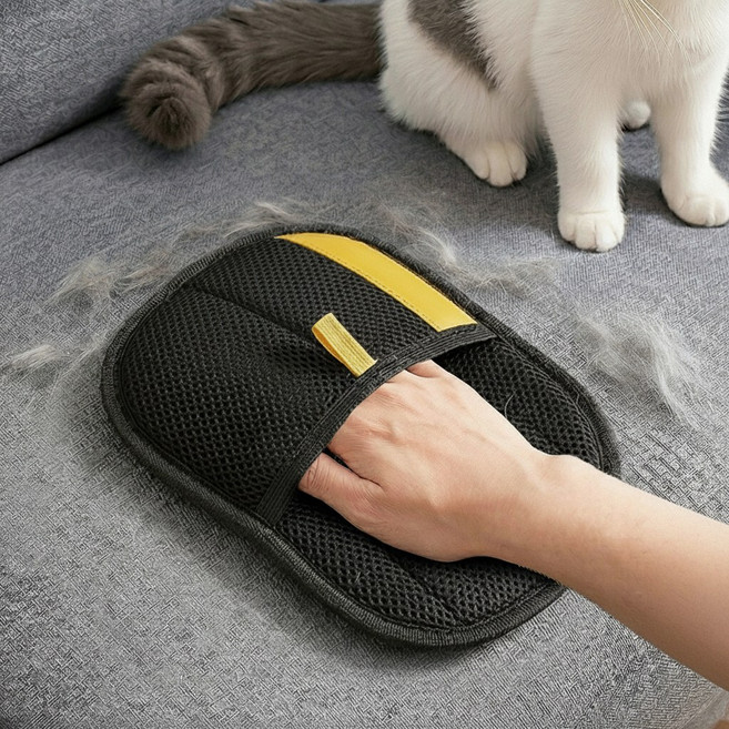 츄르몽 털제거 청소장갑 고양이털제거기, 1개, 블랙