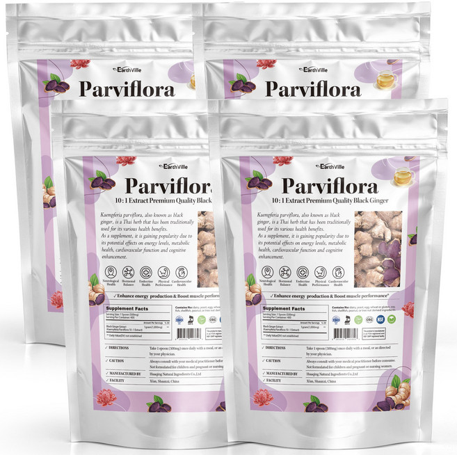 어스빌 파비플로라 벌크 100% 흑생강 추출물 가루 분말 12개월분, 200g, 4개