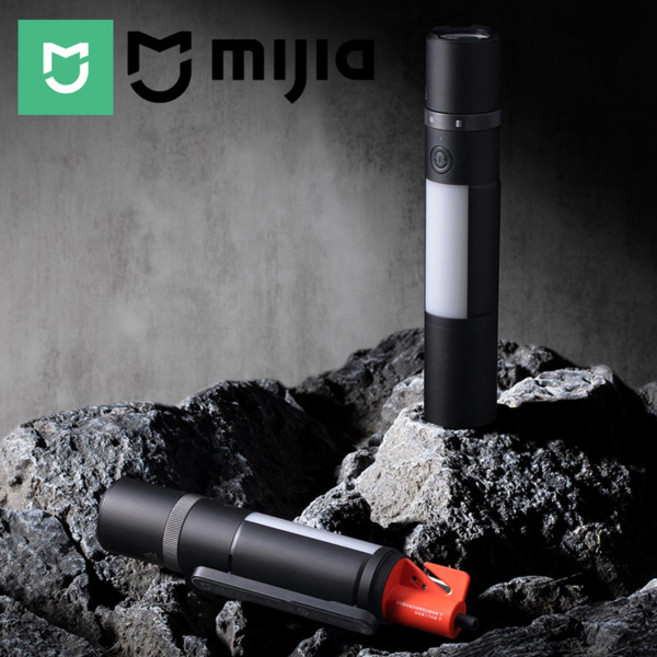 MIJIA 다기능 손전등 240m 장거리 빔 1000Lm 메인 라이트 사이드 라이트 SOS 스트로브 경고 USB 충전식, Red