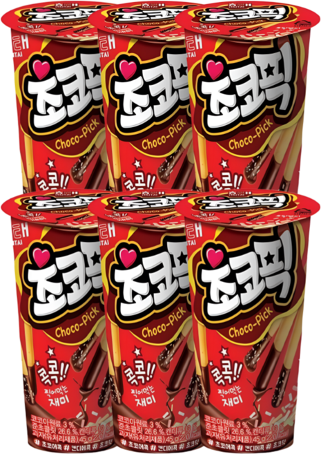해태제과 초코픽 막대과자, 45g, 6개
