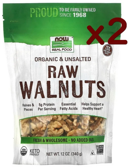 NOW Foods 리얼 푸드 A등급 생 호두 340g x2개 - 쿠팡