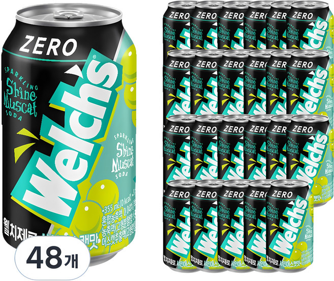 웰치스 제로 샤인머스캣맛, 355ml, 48개