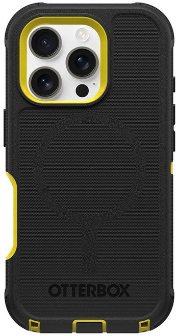 OtterBox 오터박스 아이폰 16 프로 (전용) 디펜더 시리즈 맥세이프 케이스 - 나이트 리버스 (옐로우 & 블랙) 내장 자석 스크린리스 견고하고 내구성 포트 보호 5075