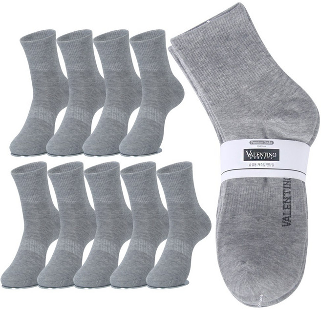 발렌티노크리스티 남성용 프리미엄 무지 스포츠커버 중목 양말 10켤레