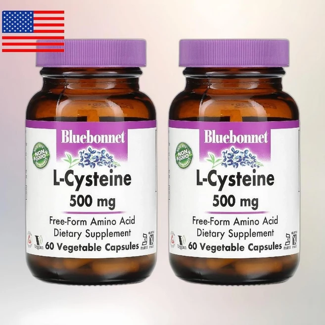 1+1 블루보넷 뉴트리션 시스테인 500mg 60 베지 캡슐 비건 아미노산 글루텐프리, 60정, 2개 - 쿠팡