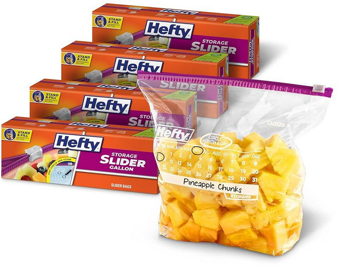 Hefty 슬라이더 달력 지퍼백 30개입 4팩