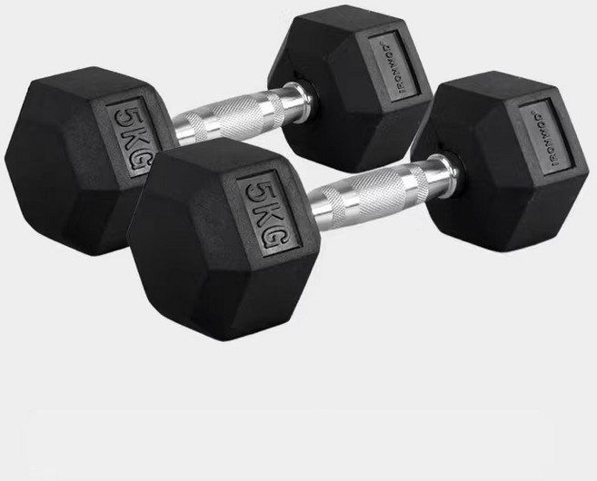 IRONWOD 六角電鍍啞鈴, 2個, 5kg