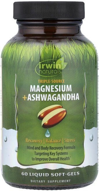 어윈네츄럴 마그네슘의 삼중 공급원 + 아슈와간다 액상 소프트젤 60정, IRW40432, 1개 - 쿠팡