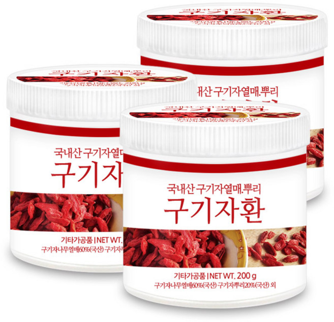 푸른들판 구기자환 구기자 열매 뿌리 환 오가피 삽주 뿌리 백출 함유, 200g, 3개