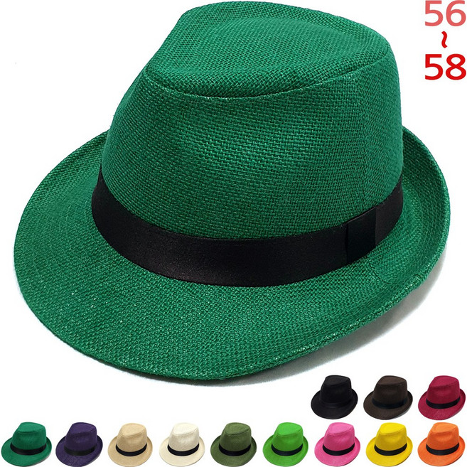 이럭셔리클럽 검정띠 마(린넨) 중절모 페도라 햇 남녀공용 여행 여름 모자-CAP190429