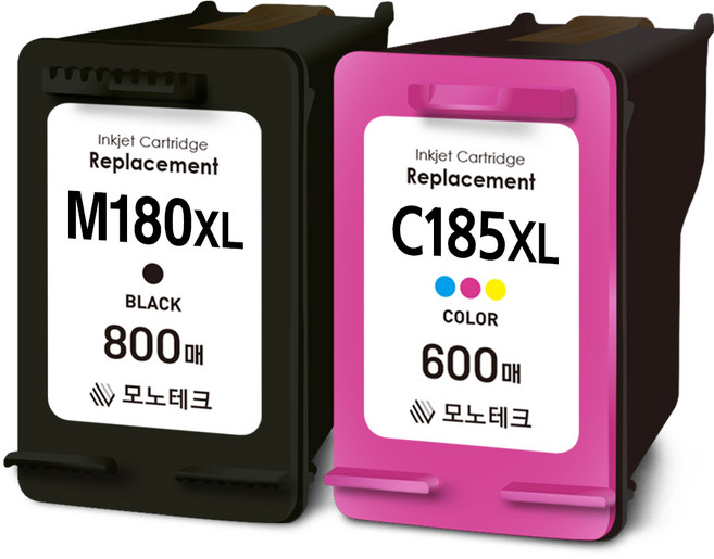 800매 특대용량 모노테크 삼성 호환잉크 INK-M185 C185 XL 세트, 검정+컬러, 1세트