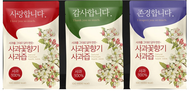 사과꽃향기 사과즙, 100ml, 50개