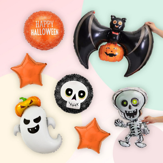 [파티지_로켓] 할로윈 풍선세트2 / 할로윈풍선 호박 미라 유령 거미 드라큘라풍선 할로윈파티 할로윈장식, HB 06_해골 원별풍선세트_호박 잡은 박쥐