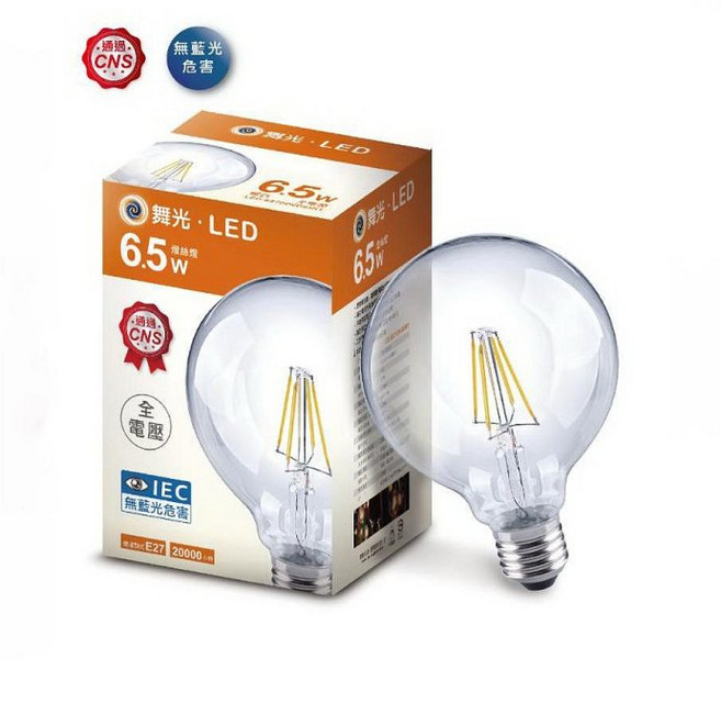 舞光 G95 小珍珠 藍寶石基板LED 6.5W 全電壓 造型燈泡 (10顆入), 1個