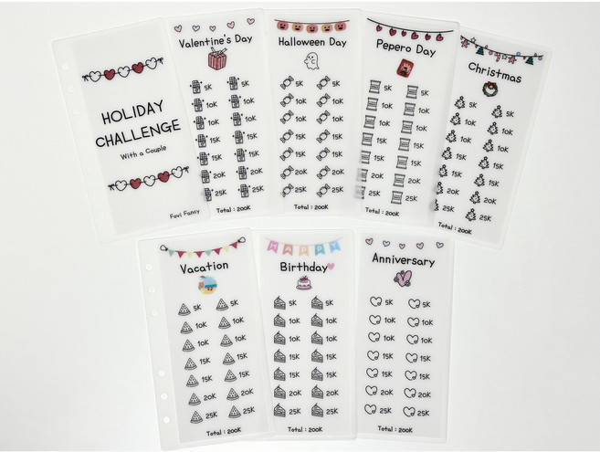 현금생활 현금챌린지 연인을 위한 기념일속지 커플속지 A6 A7 저축챌린지 예산, A6 (70만원 챌린지)