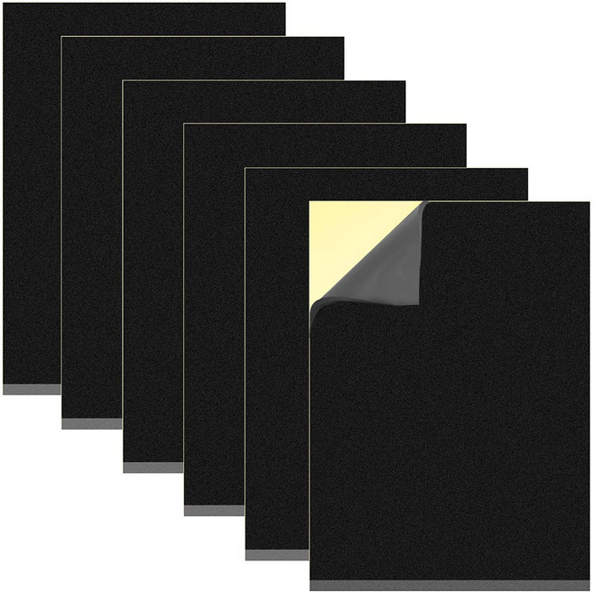 6장 폼 고무 자체 접착식 패널 300 * 200 * 5mm 쿠션 자체 접착식 고무 매트 자체 접착식 폼 패널 EVA 폼 미끄럼 방지 매트 (가구 문 창문 DIY 장식용, 1개, 검정색 5mm