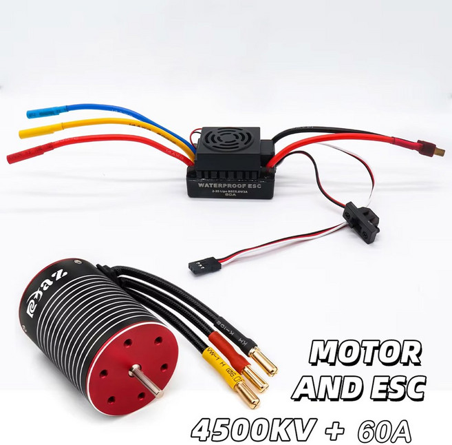 RC 3650 축 4 크롤러 용 브러시리스 모터 1/10 자동차 부품 Accs 트럭 탱크, 4500KV and 60A 1