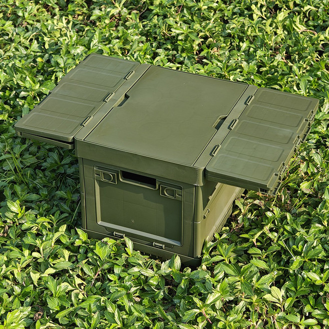 16.6L 아웃도어접이식보관함 다기능캐비닛 테이블+서랍일체 경량설계 휴대편리 캠핑등산에 적합, 1개, 1단, Green