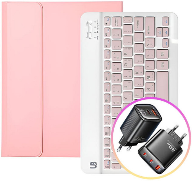 아이패드 미니 7세대 파스텔 키보드 케이스+Toocki 고속 멀티 충전기, 블랙/40W 충전기 색상랜덤