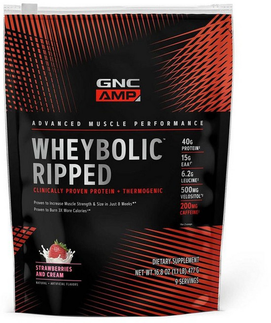 지엔씨 웨이볼릭 립드 프로틴 단백질 파우더 스트로베리 크림맛 GNC AMP Wheybolic Ripped, 파우더 477g 스트로베리 앤 크림 맛, 477g, 1개
