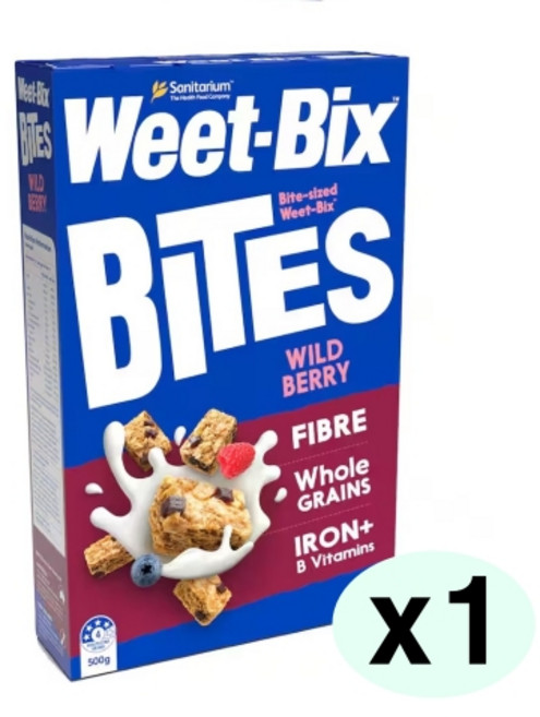 Sanitarium 새니태리엄 위트빅스 바이트 와일드 베리맛 블랙퍼스트 시리얼 500g Weet-Bix Wild Berry Cereal, 1개