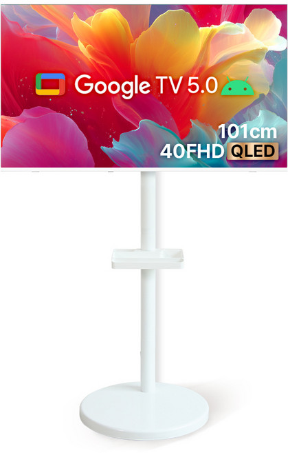 무빙큐빅스 스마트 40인치 FHD QLED 화이트에디션 삼탠바이미 퍼스트 셋트 이동식 tv 거치대 삼텐바이미 스탠바이미 중소바이미, 고객직접설치, 스탠드형, 101cm(40인치)
