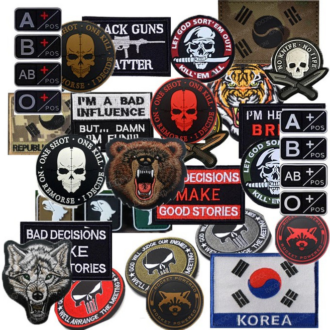 밀리터리 전술 패치 와펜 군 가방 옷 모자 벨크로 찍찍이 서바이벌 패치, B15, 1개