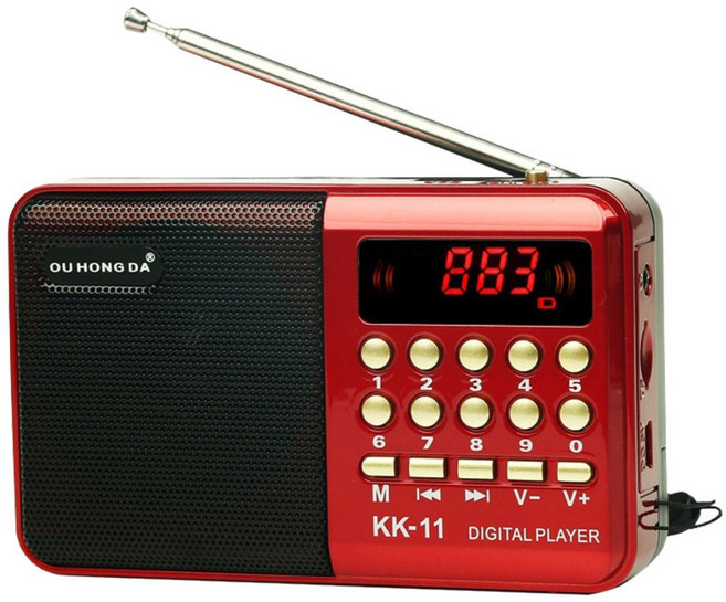 도매짱 올인원 MP3 플레이어 + 미니 라디오 + 휴대용 블루투스 스피커, MP3라디오(충전지포함)